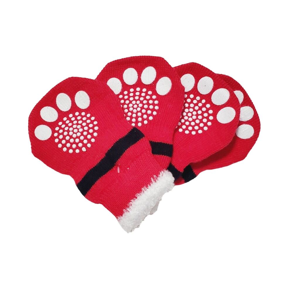 Unbranded Santa Claus Paw Mitton's Dog's Small Red & White Christmas Socks Boots